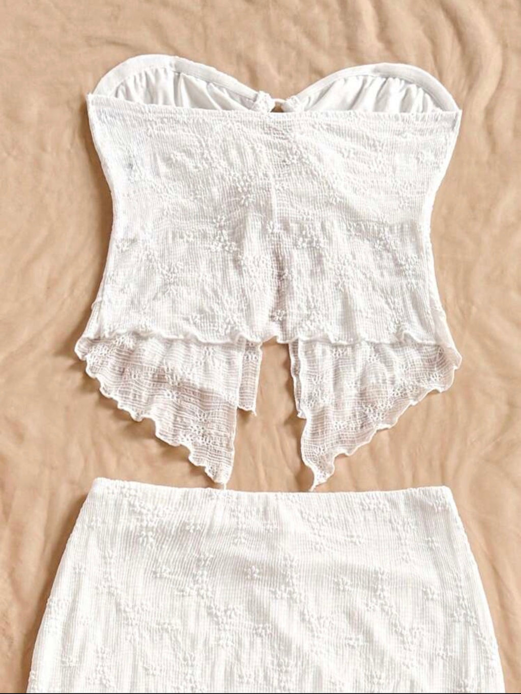 Conjunto Maxi de Malla Texturizada Dos Piezas - Arena Blanca