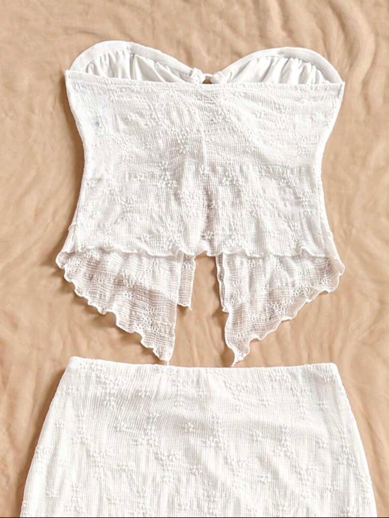 Conjunto Maxi de Malla Texturizada Dos Piezas - Arena Blanca