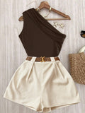 Conjunto de Dos Piezas "Sienna" – Top Asimétrico y Shorts Fluidos