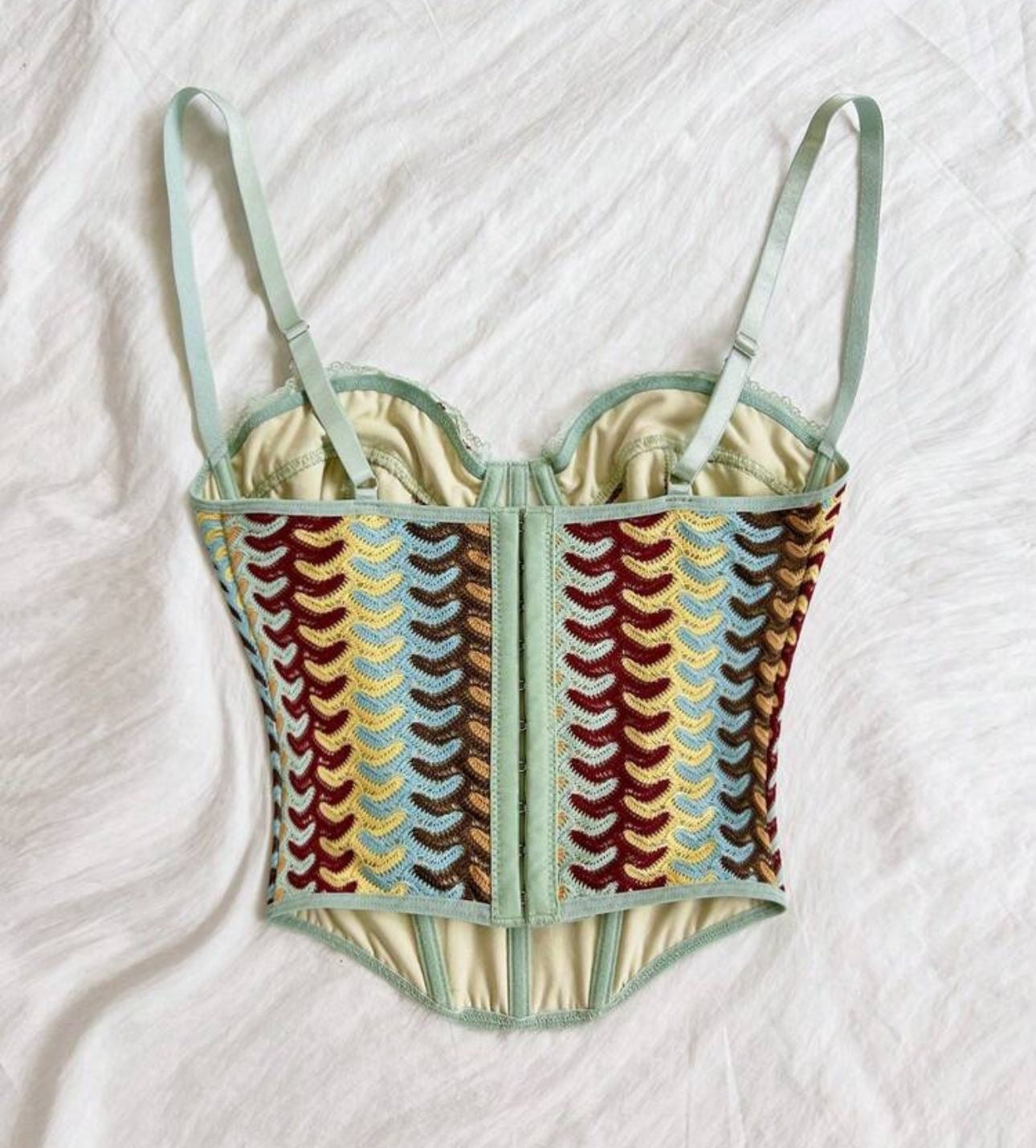 Corsé Crop Top de Ganchillo Ondas Boho