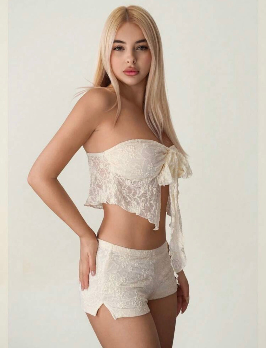 Conjunto de Encaje Dos Piezas - Ángel Coquette