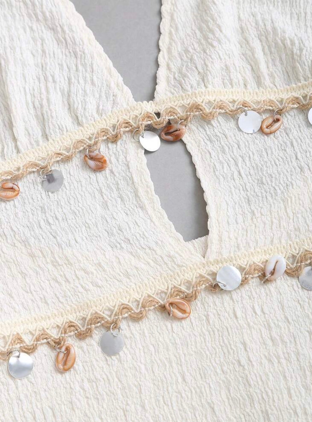 Vestido Mini Halter Ibiza con Detalles de Conchas