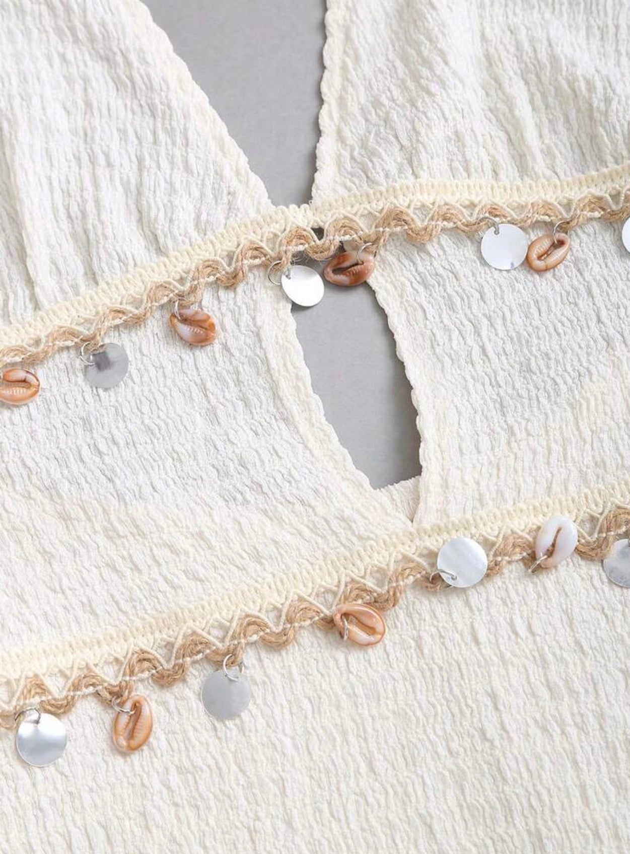 Vestido Mini Halter Ibiza con Detalles de Conchas