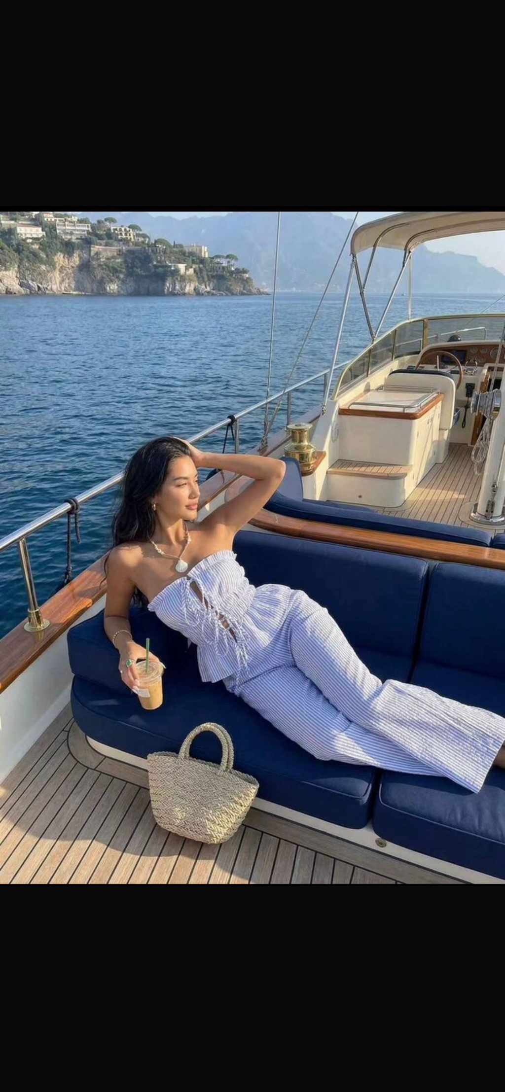 Conjunto Dos Piezas de Lino a Rayas "Aura Veraniega" – Azul y Blanco