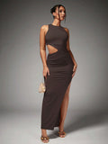 Vestido Largo Ajustado con Abertura Lateral y Cut-Out