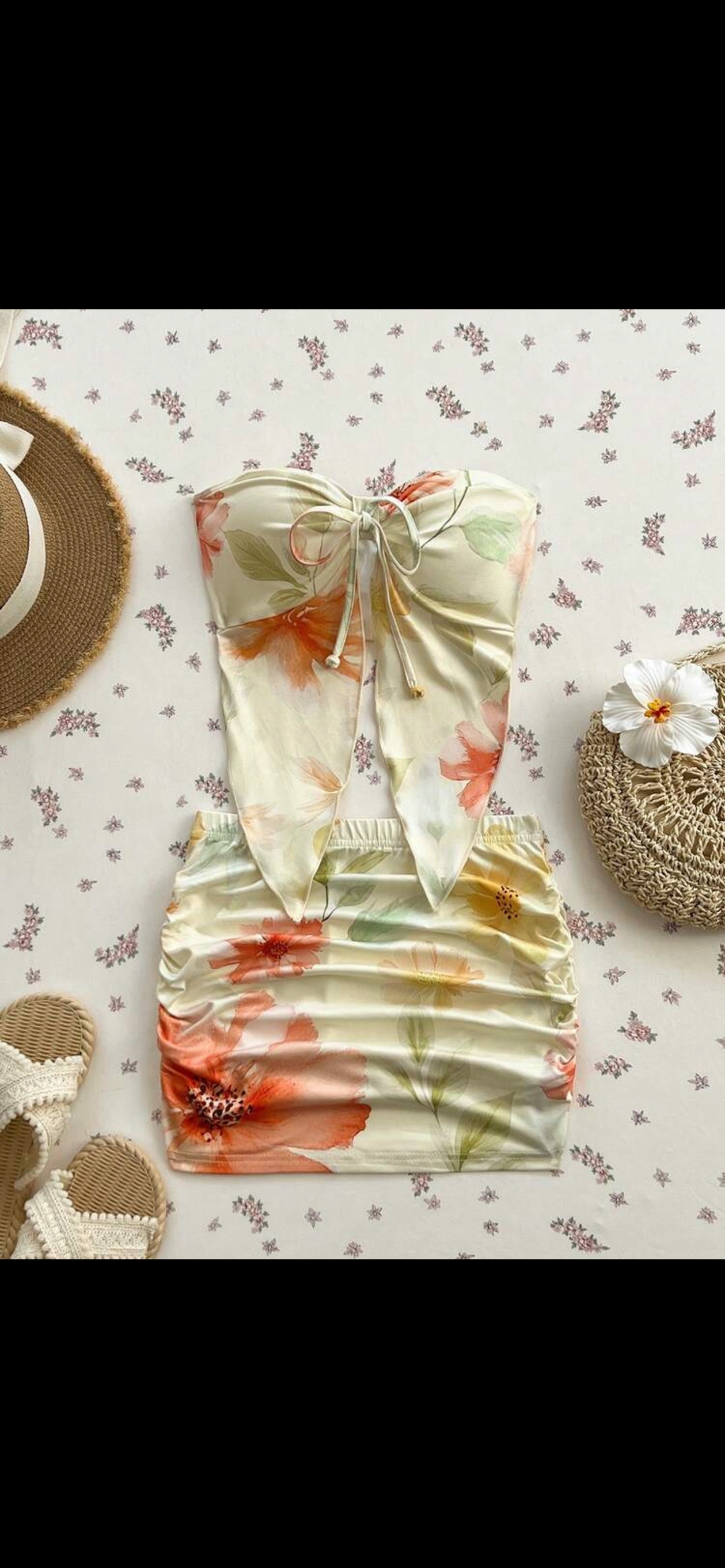 Set Resort Acapulco – Top Pañuelo Strapless y Mini Falda Drapeada