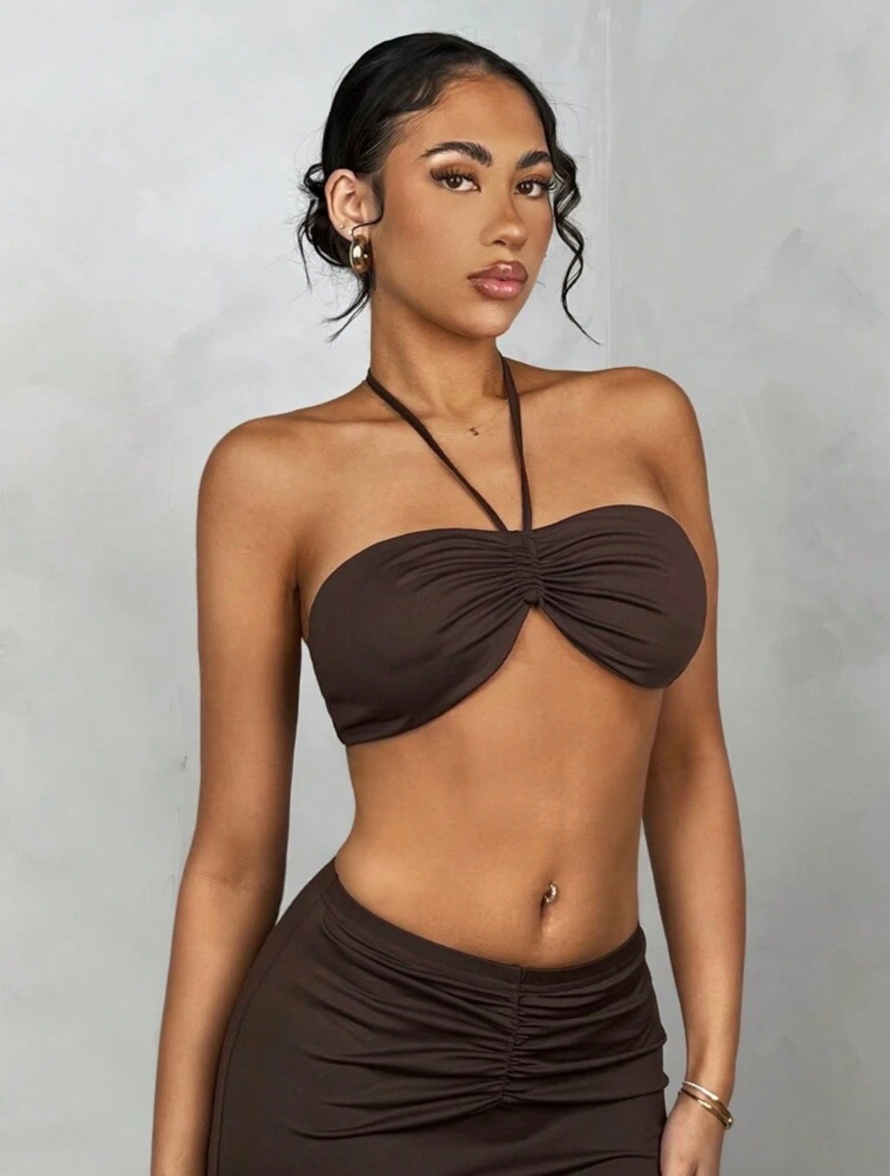 Conjunto Maxi Dos Piezas Drapeado - Café Expreso