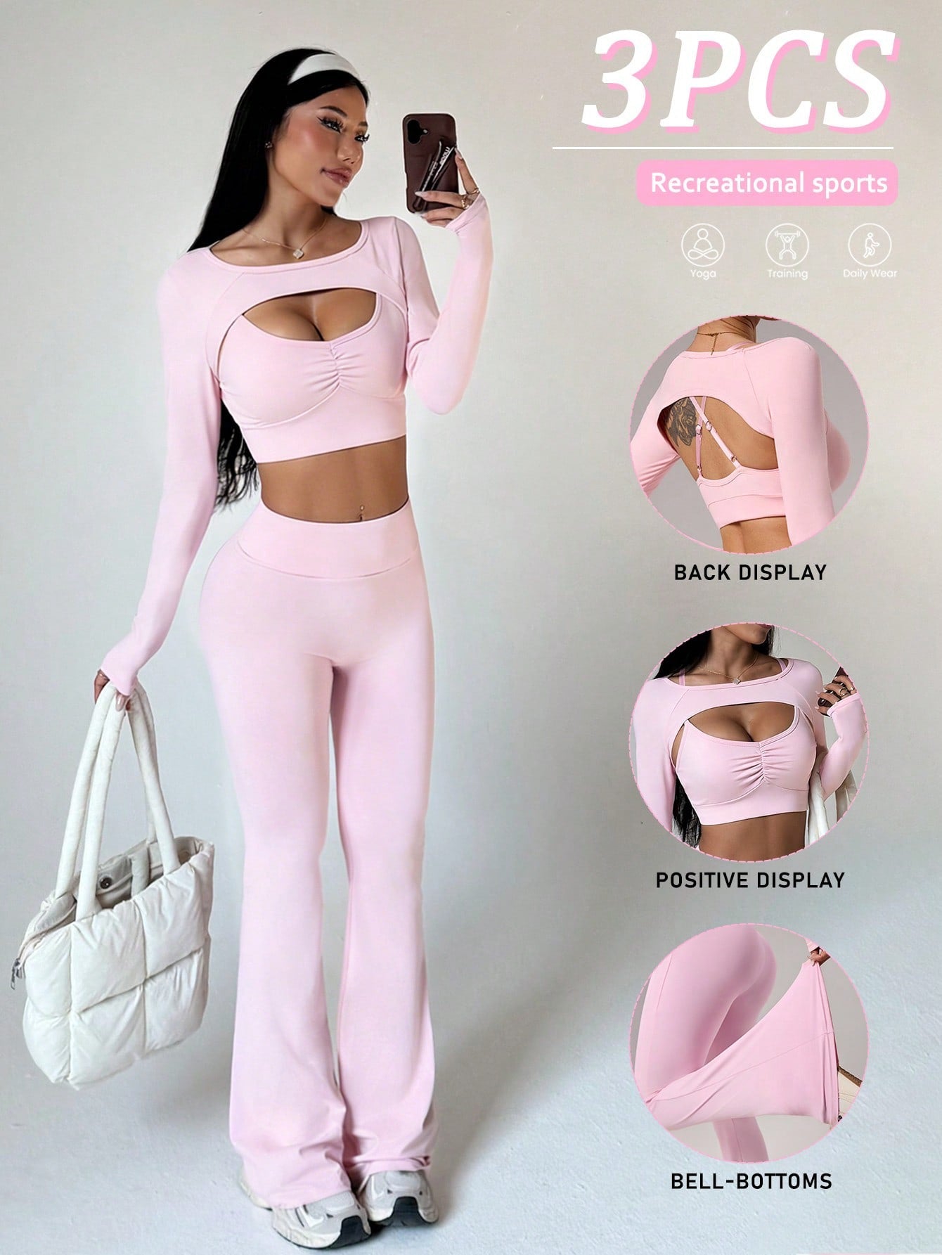 Conjunto Deportivo de 3 Piezas "Pink Rebel" – Confort y Estilo Acampanado