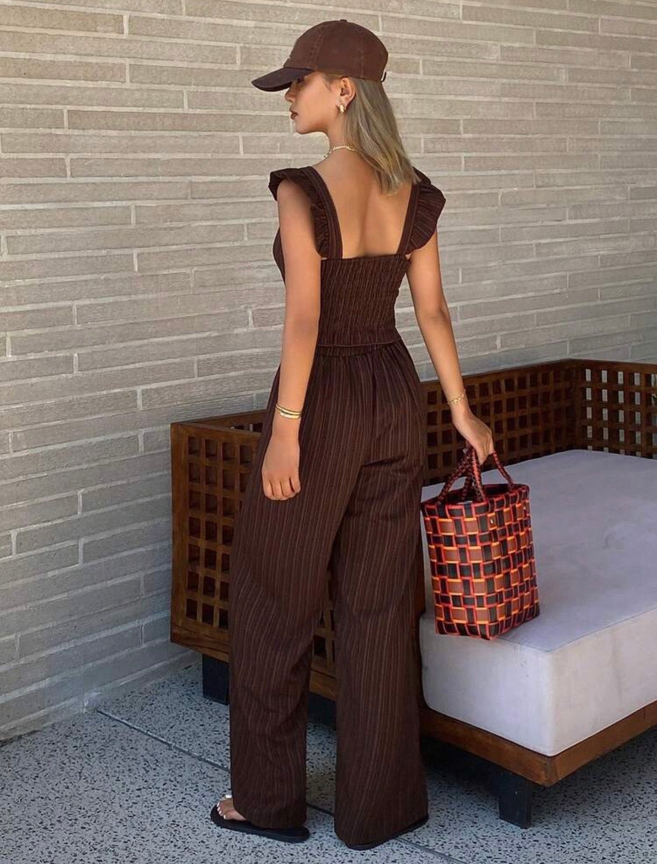 Set Plisado Sahara – Top de Volados con Lazo y Pantalón Wide Leg