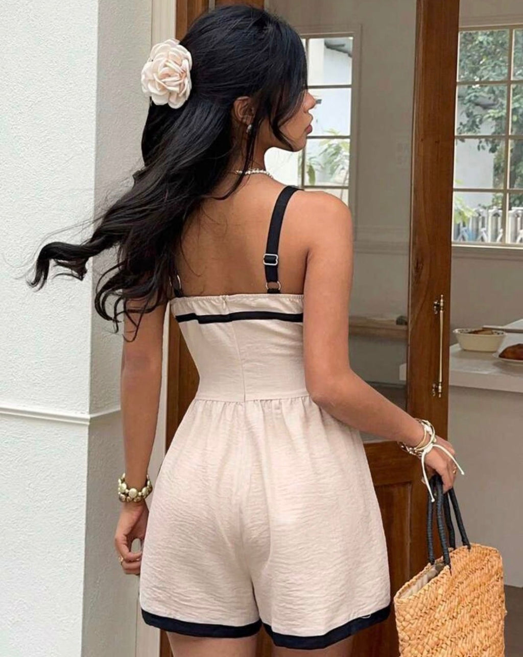 Vestido Corto Riviera – Minivestido de Lino con Ribete en Contraste