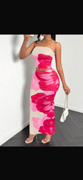 Conjunto Maxi de Dos Piezas con Estampado Floral Vibrante