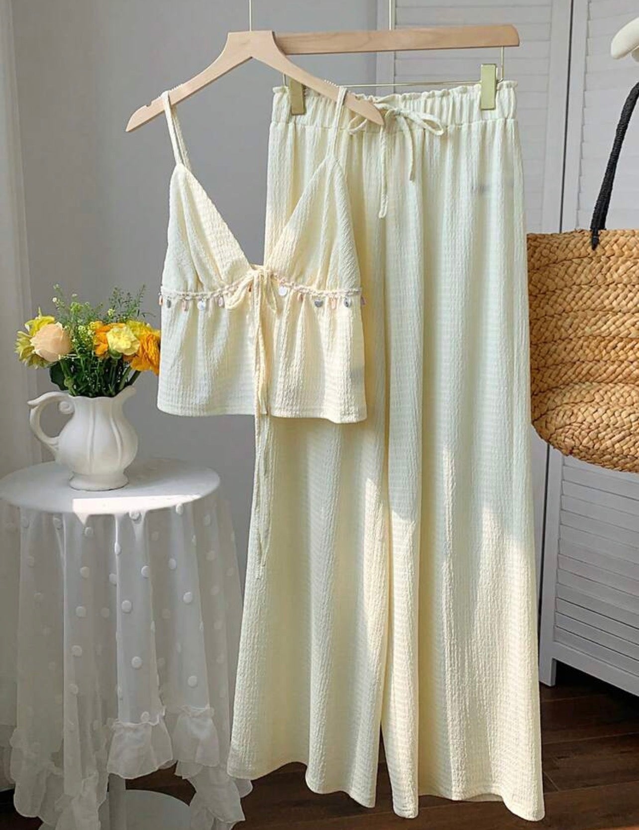 Conjunto Resort Plisado Dos Piezas - Vainilla Soft
