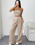 Conjunto Atenas Casual – Top Bandeau y Pantalón Wide Leg con Elástico Deportivo