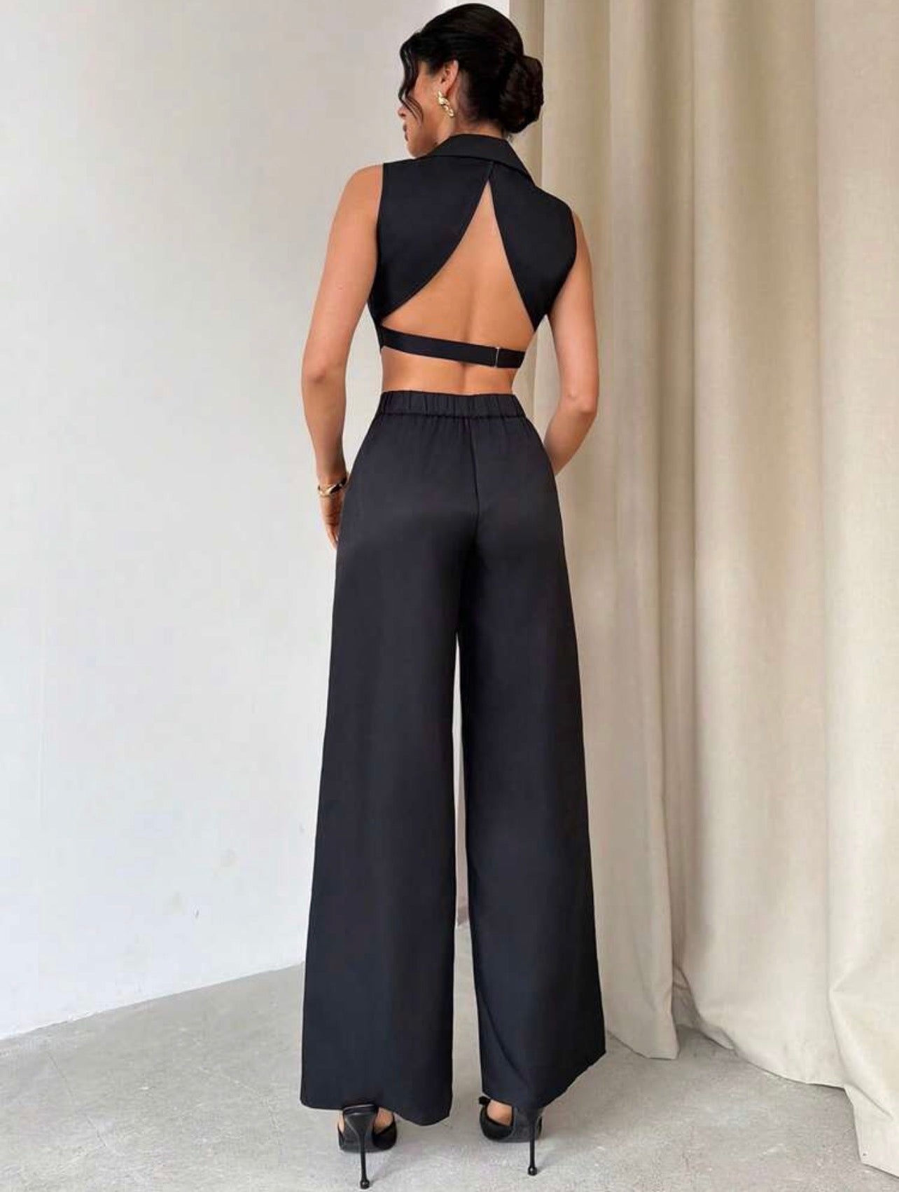 Conjunto Sastrero de Dos Piezas: Chaleco Crop y Pantalón Wide Leg Milán