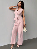 Conjunto Sastrero de Dos Piezas: Chaleco Cruzado y Pantalón de Pata Ancha Verona