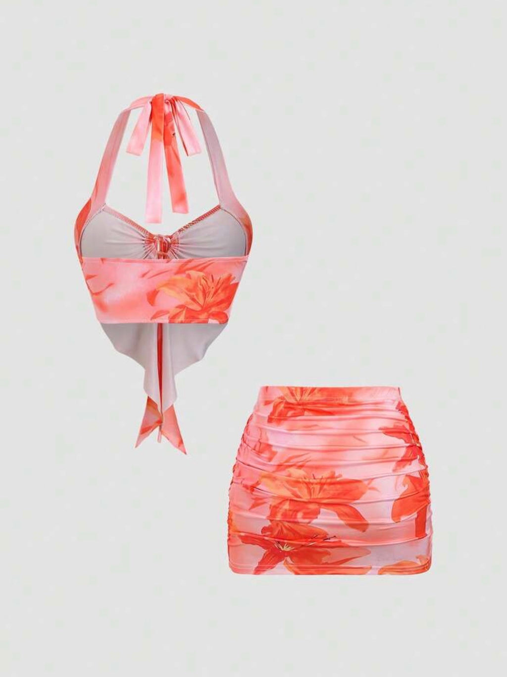 Conjunto de Falda y Top Pañuelo Floral - Hibisco Rosa