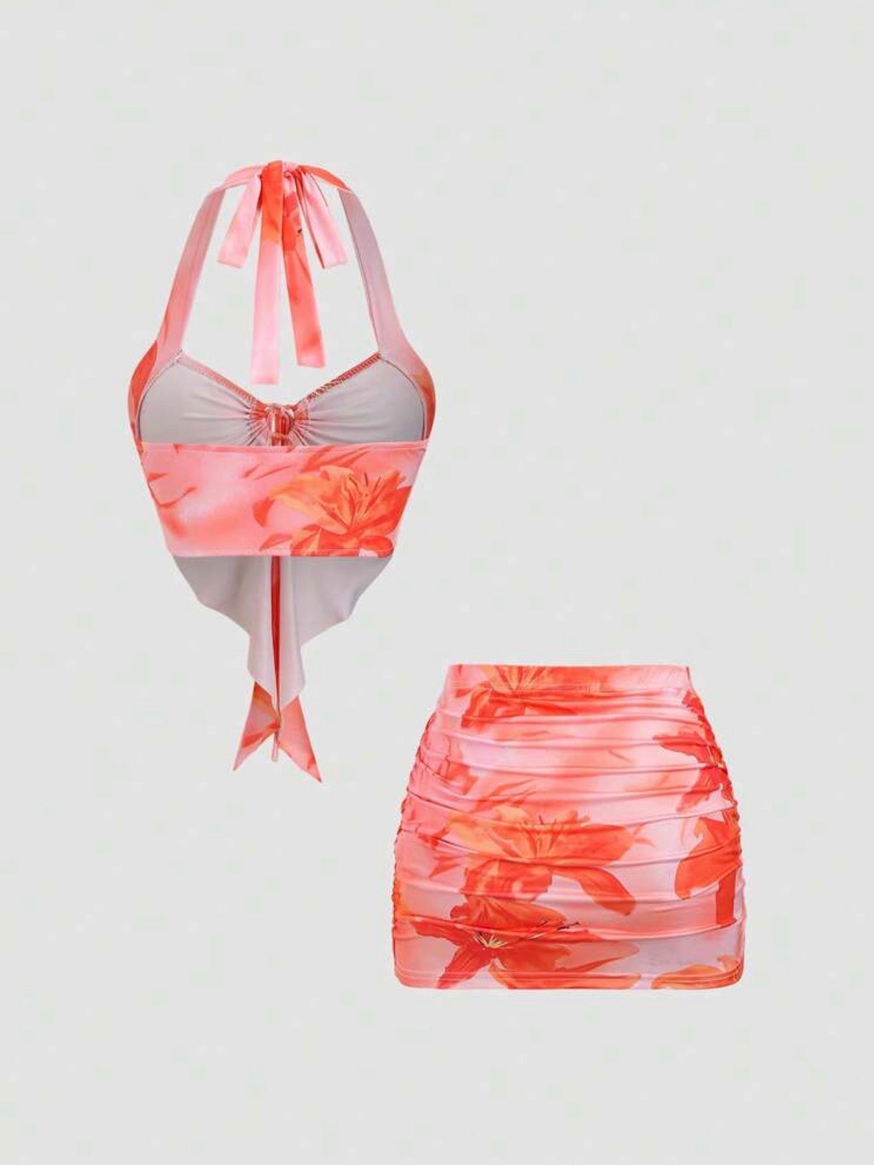 Conjunto de Falda y Top Pañuelo Floral - Hibisco Rosa