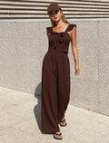 Set Plisado Sahara – Top de Volados con Lazo y Pantalón Wide Leg
