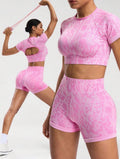 Conjunto Deportivo Seamless Camuflaje Rosa (2 Piezas)