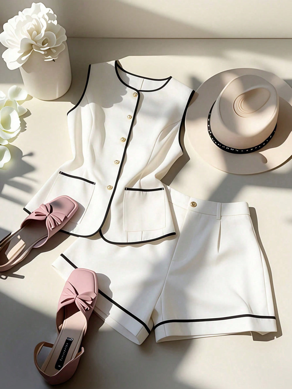 Set Sastrero Monaco – Chaleco con Vivos Contraste y Shorts