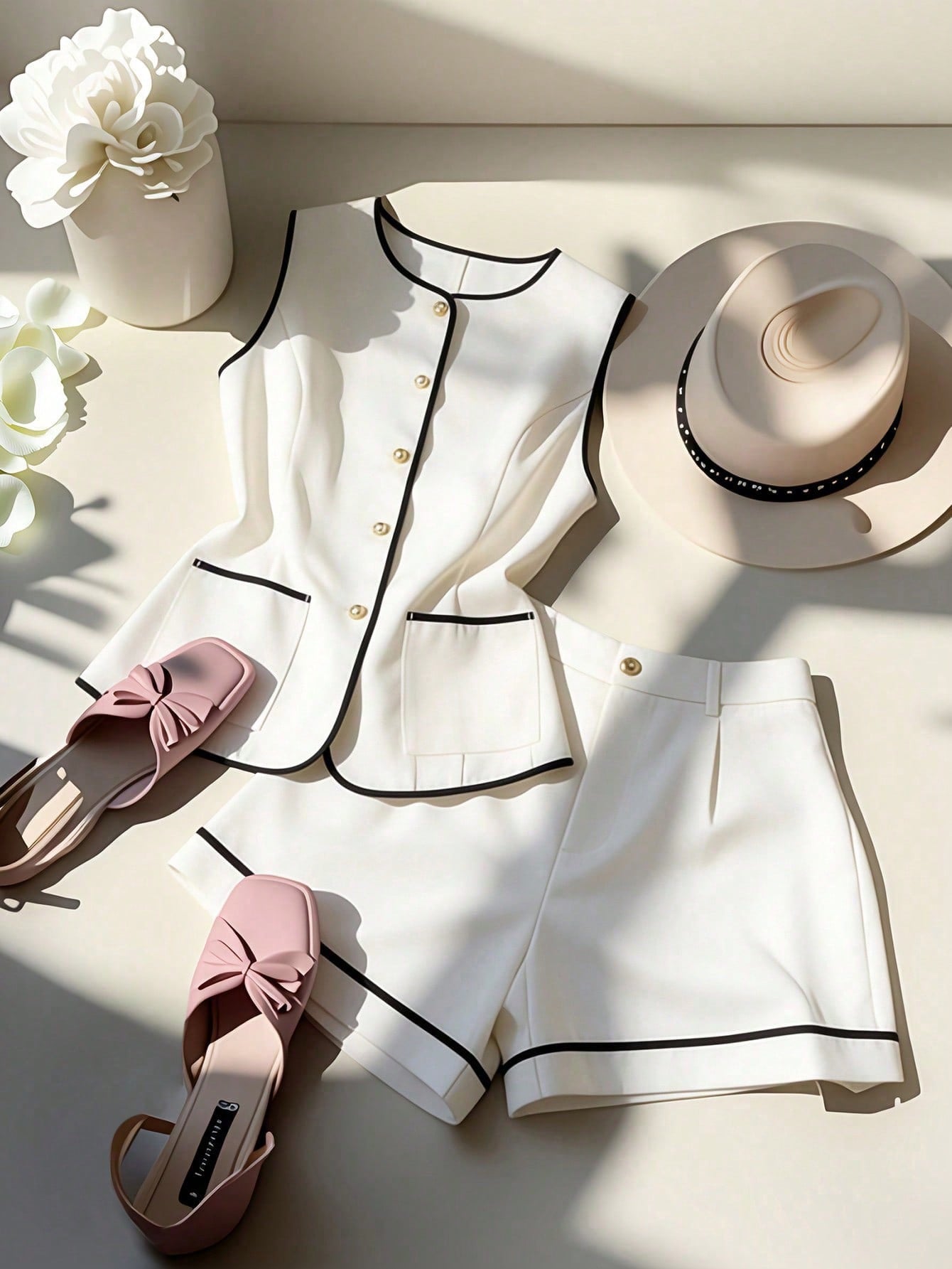 Set Sastrero Monaco – Chaleco con Vivos Contraste y Shorts