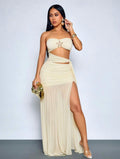 Vestido Maxi Cut-Out con Abertura - Arena Dorada