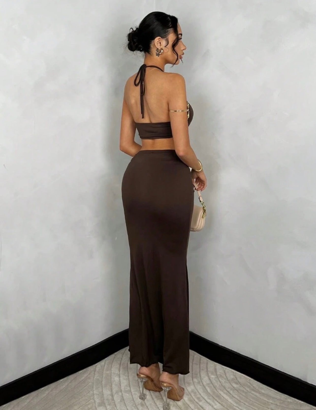 Conjunto Maxi Dos Piezas Drapeado - Café Expreso