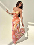 Vestido Maxi Halter Acuarela - Atardecer Pastel