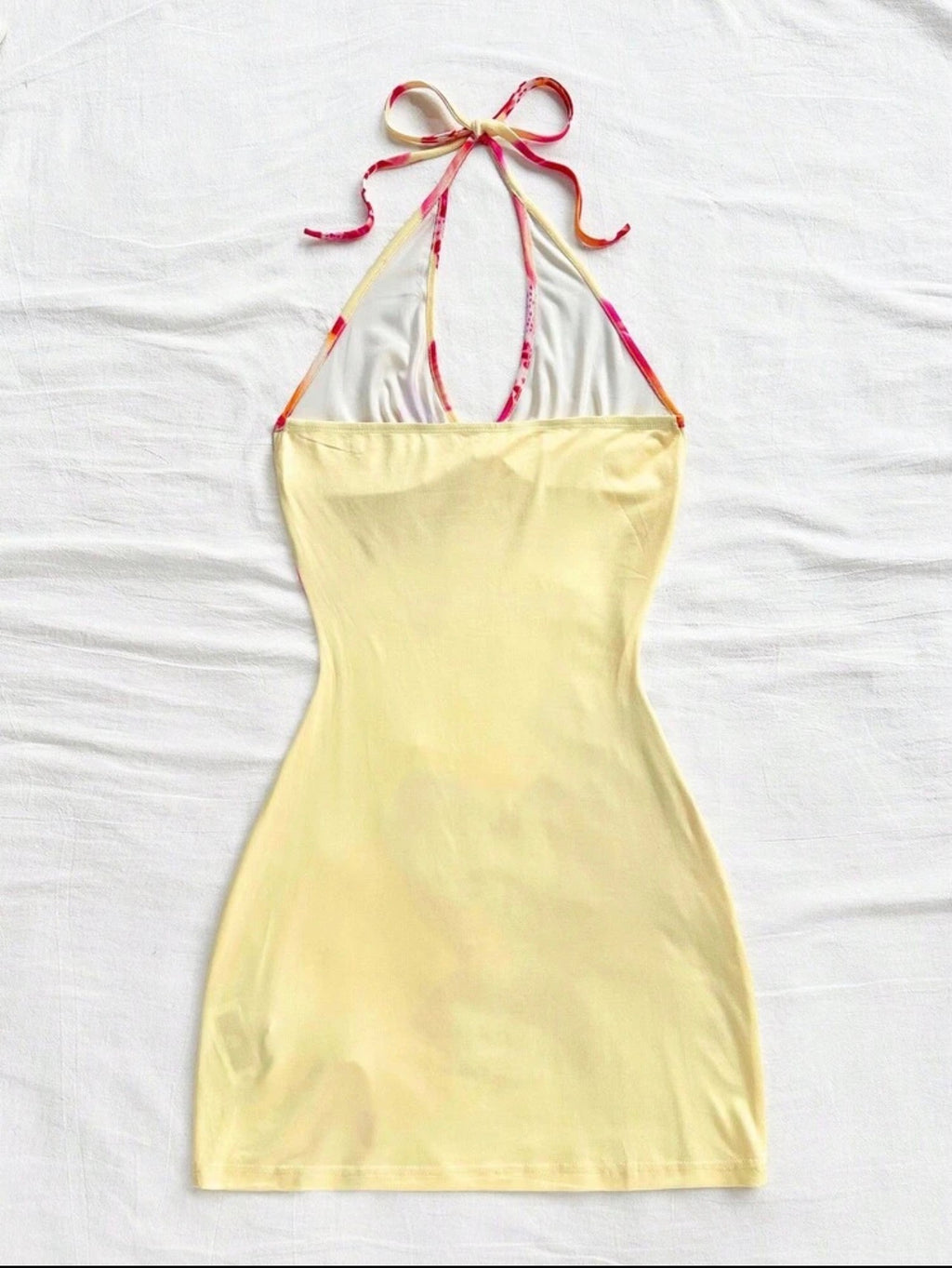 Vestido Mini Halter Floral - Orquídea Amarilla