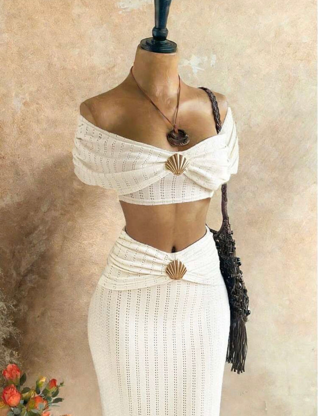 Conjunto de Falda y Top de Punto Rústico - Sirena de Nácar