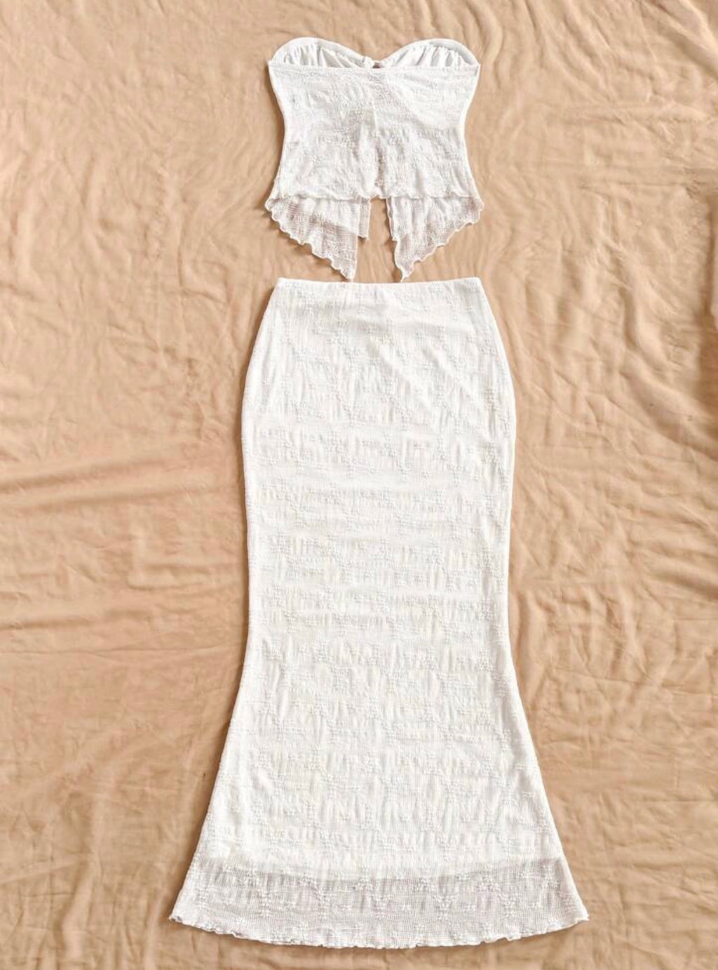Conjunto Maxi de Malla Texturizada Dos Piezas - Arena Blanca