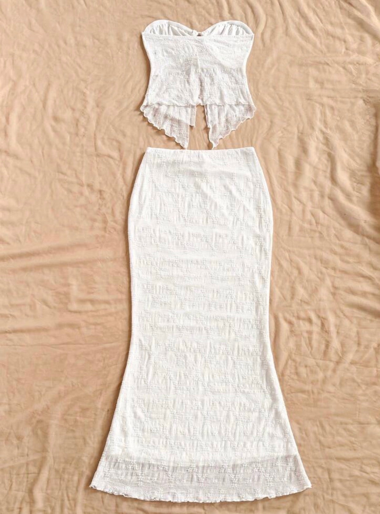 Conjunto Maxi de Malla Texturizada Dos Piezas - Arena Blanca