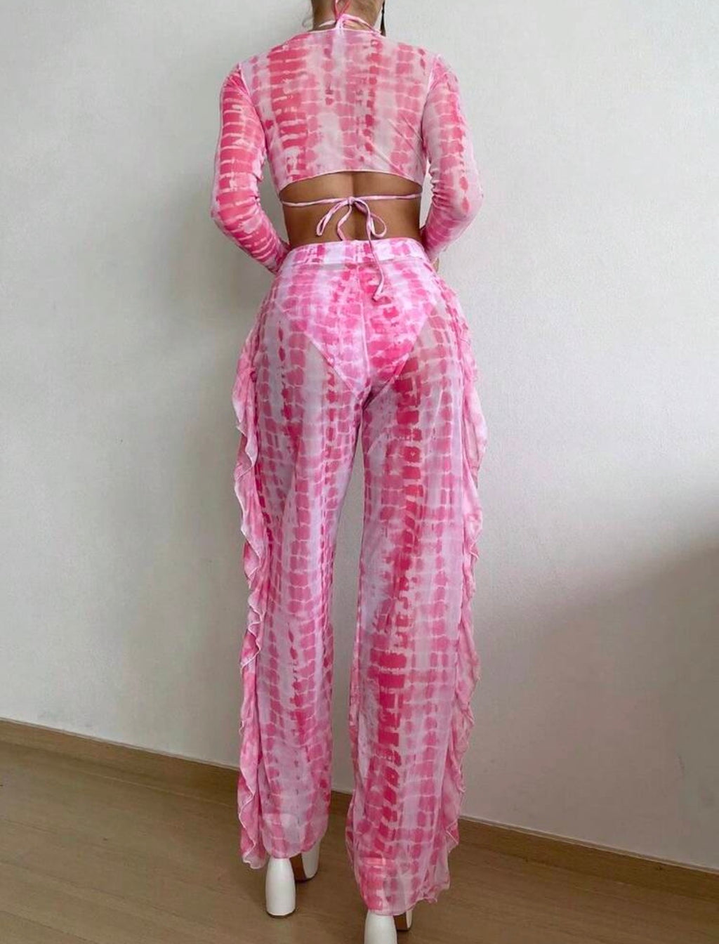 🌸 Set Playero Premium de 4 Piezas – Estilo Tie-Dye Rosa