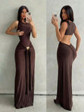 Vestido Maxi con Espalda Descubierta y Detalle Metálico Kiara