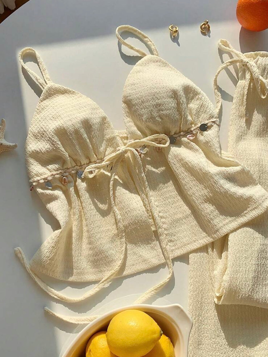 Conjunto Resort Plisado Dos Piezas - Vainilla Soft