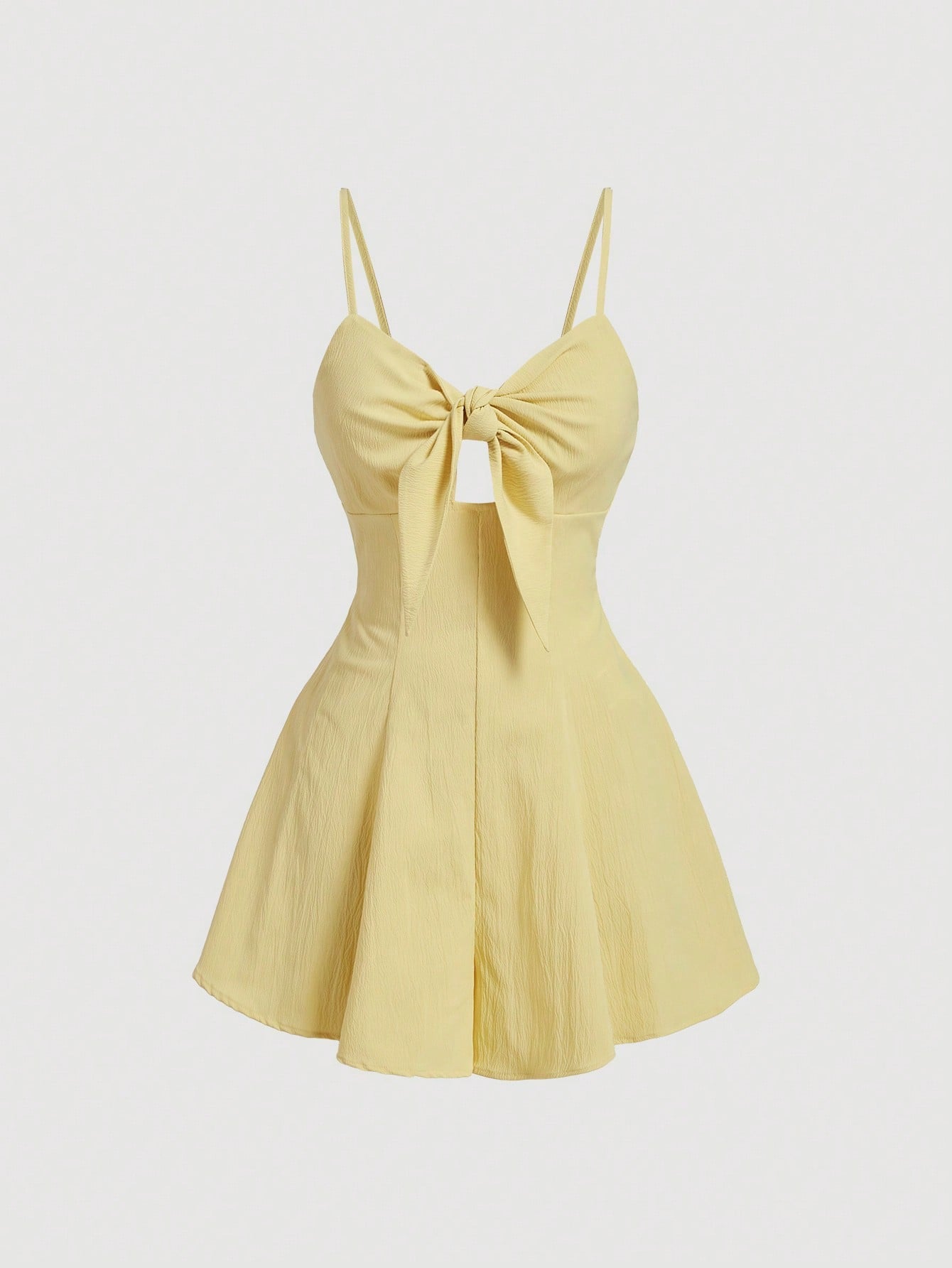 Enterizo Corto con Lazo Frontal – Amarillo Pastel