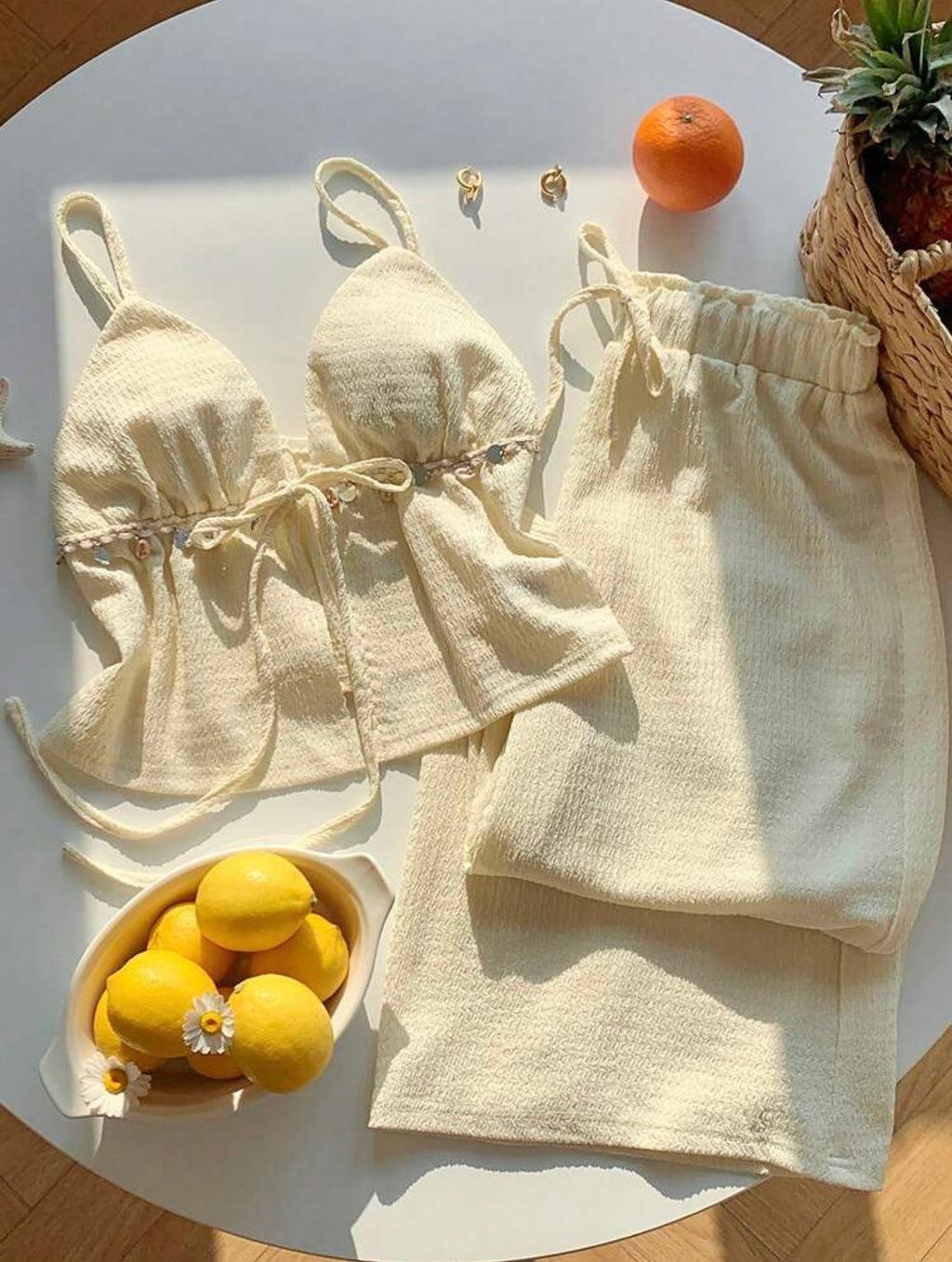 Conjunto Resort Plisado Dos Piezas - Vainilla Soft