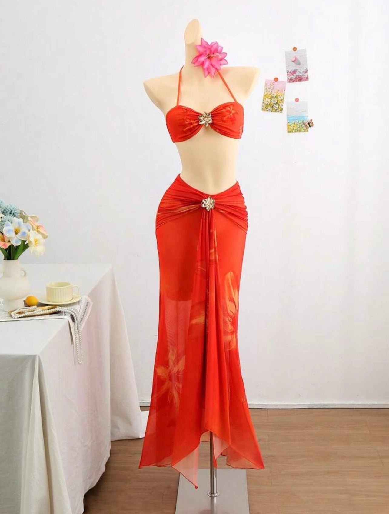 Vestido Mini Mesh Efecto Denim (Conjunto Transparente) - Ilusión Índigo