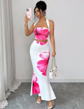 Conjunto Flora Sirena – Top Halter Cruzado y Falda Maxi con Vuelo Bajo