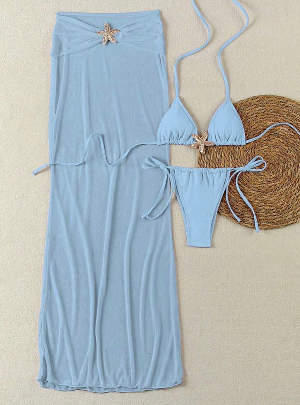 Set de Bikini y Pareo "Estrella de Mar" – Azul Glaciar