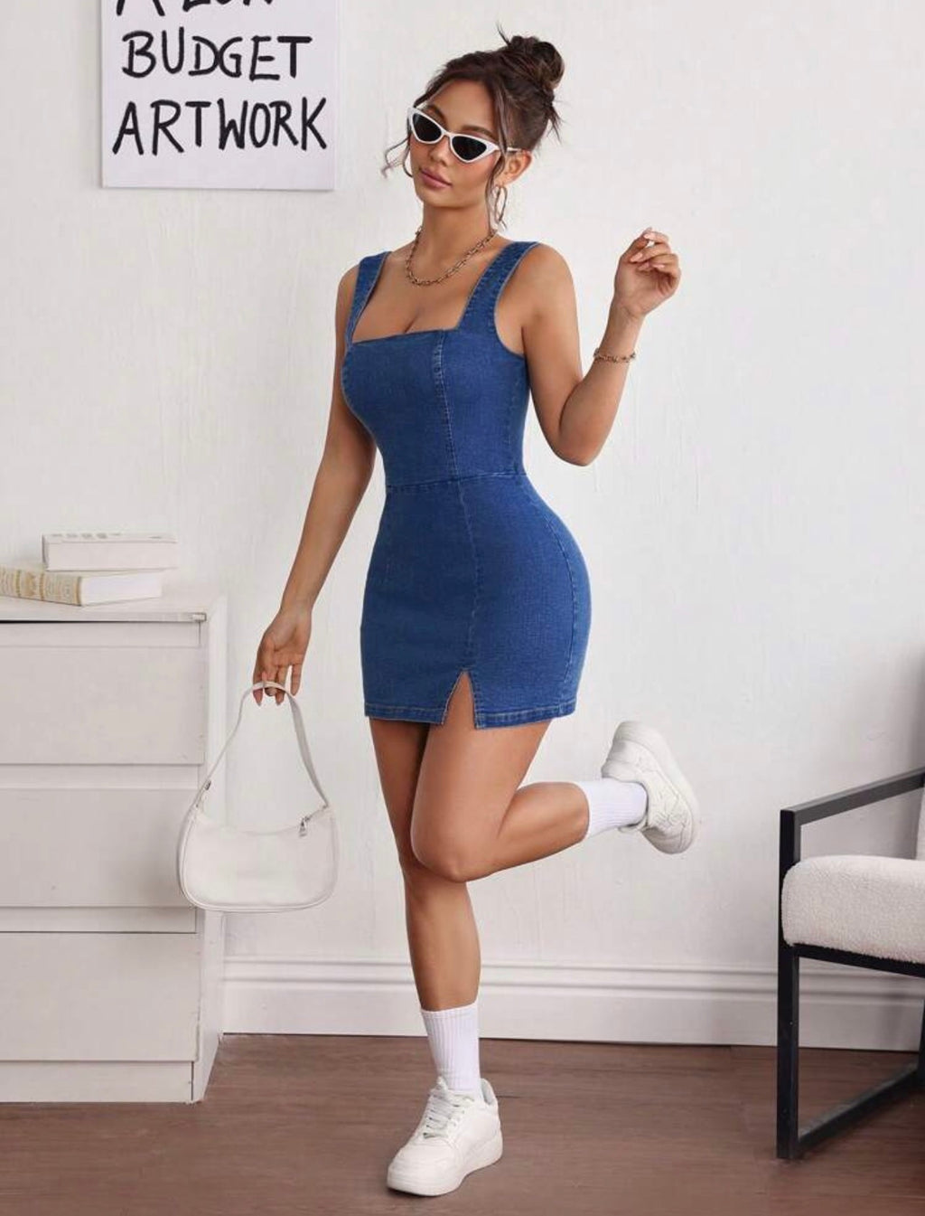 Vestido Mini Denim Entallado - Azul Retro